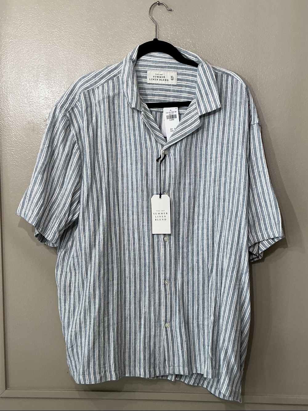 Abercrombie & Fitch Striped Short Sleeve Button-Down Shirt - Blue & White